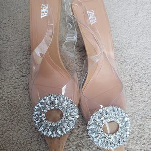 Zara transparent heels with crystals